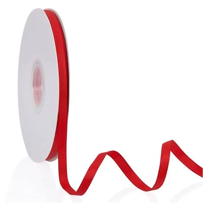 Red 1/4" X 50 Yards Solid Color Double Faced Grosgrain Ribbon for Gifts Wrapp... - Image 1 of 4