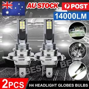 2x H4 LED Headlight Bulbs Kit Lamp Car 6500K Globes High Low Beam 14000LM White - Picture 1 of 11