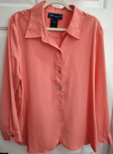 Susan Graver Style Womens Top Size XL Orange Pullover With Front Buttons - Picture 1 of 8
