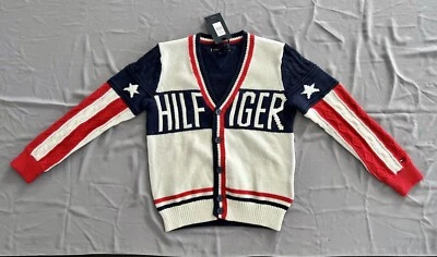 NUEVO CON ETIQUETAS TOMMY HILFIGER Niños ESTRELLAS Y RAYAS PUNTO CÁRDIGAN 6 - 7 años TALLA 122 Foto 1 de 4