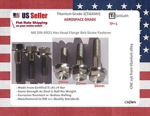 M6 Titanium Bolt x 20 25 30 DIN 6921 Hex Head Flange Bolt Screw Fastener Grd 5 - Picture 1 of 1