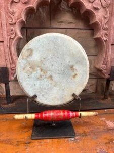 Ancient Marble Stone Hand Carving Plate/Disk with Rolling Pin/Roller Decorative - Picture 1 of 14