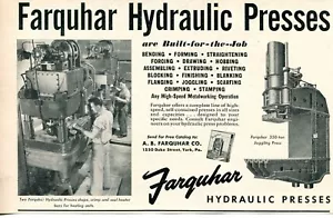 1952 small Print Ad of AB Farquhar Hydraulic Press 350 Ton Joggling Press - Bild 1 von 2