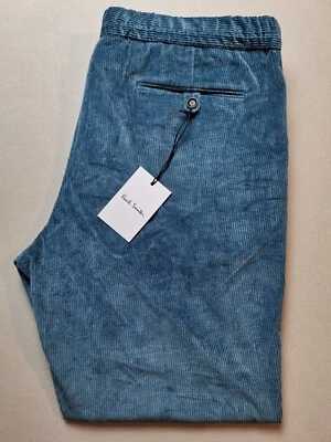 PAUL SMITH Mens UK 38R Cashmere Blend Draw Corduroy Trouser NEW Blue Elasticated - Image 1 of 4