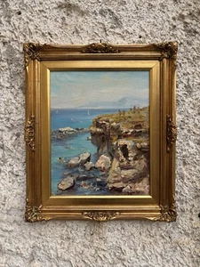 Quadro -Marina Con Bagnanti- dipinto a olio su tavoletta - Imagen 1 de 16