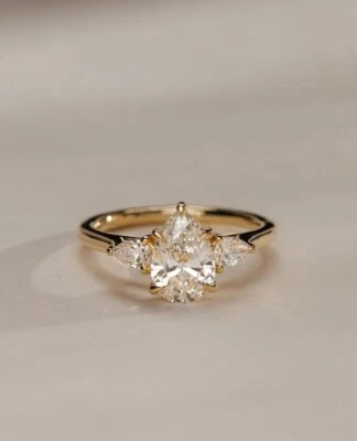 2.30 Carat Pear Cut Moissanite Three Stone Engagement Ring, Promise Ring - Image 1 of 4