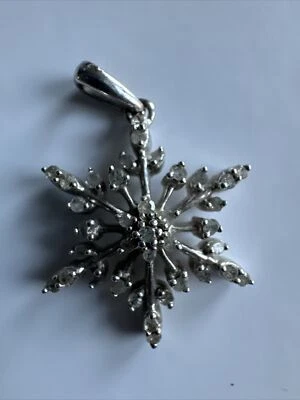 Created Diamond Snowflake Pendant 925 Sterling Silver - Image 1 of 4