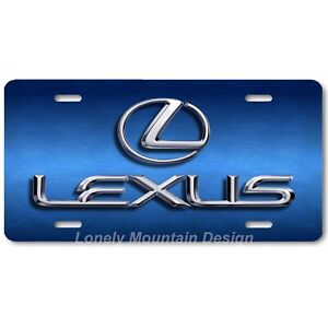 Lexus Logo Inspired Art on Blue FLAT Aluminum Novelty Auto Car License Tag Plate