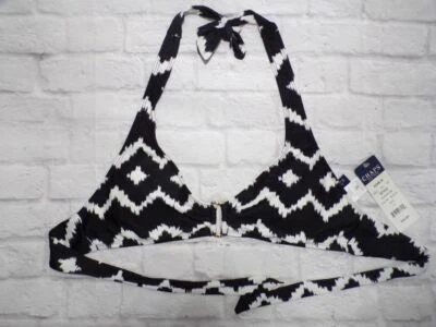 Chaps Mujer Bikini Halter Top Traje de Baño Talla 10 Negro Blanco Ikat Nuevo con Etiquetas Foto 1 de 3