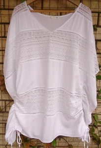Rusty White Cover Up Drawstring Sides Lace Detail Size M/L - Picture 1 of 6
