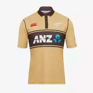 Camiseta retro beige réplica de cricket gorras negras de Nueva Zelanda - Imagen 1 de 9