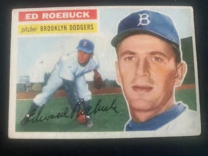 1956 TOPPS BASEBALL #58 - ED ROEBUCK - BROOKLYN DODGERS - EXC/NMT COND - Picture 1 of 2