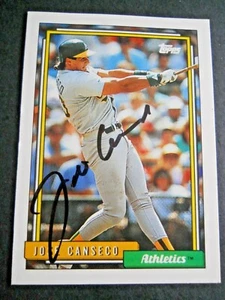 Jose Canseco - 1992 Topps Autographed Baseball card # 100 - Oakland A's - OF - Picture 1 of 1