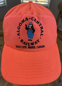 Vintage Algoma Central Railway Sault Ste. Marie Canada Orange SnapBack Nylon Hat - Picture 1 of 16