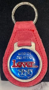 Vintage 1980’s Leather Worlds Greatest Lover Keychain Key-44 - Picture 1 of 5