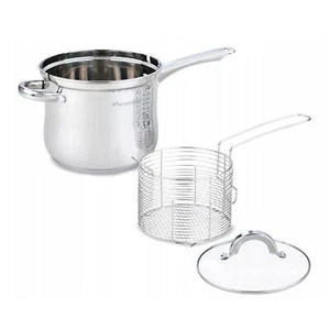 3.5L Frittiertopf Friteuse Frites Frittierpfanne Pommestopf Frittierkorb Pommes - Bild 1 von 9