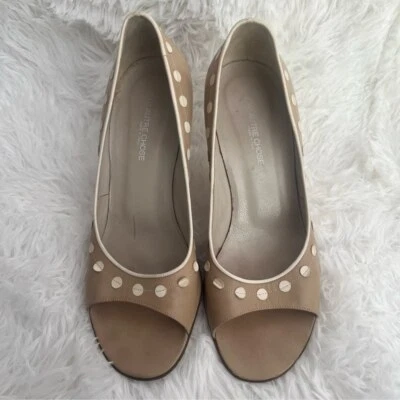 L’Autre Chose Polka Dot Applique Leather Peep Toe Pumps Size 7 $320 - Image 1 of 4