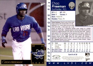 Choo Freeman 2007 MultiAd Las Vegas 51s #8 Card *AutographDen*