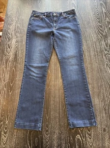 Pantalones de mezclilla para mujer Lauren By Ralph Lauren talla 12 Premier rectos lavado oscuro - Imagen 1 de 8