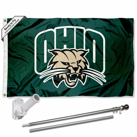 Ohio Bobcats Flag Pole and Bracket Gift Set Package Cover