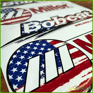 Bobcat Miller Patriótico Bandera de EE. UU. Soldador Generador Laminado Calcomanías Juego de Pegatinas - Imagen 1 de 10