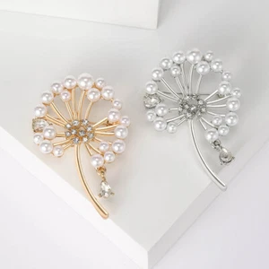 Women's Fashion Dandelion Brooch Rhinestone Pearl Simple Pin brooch jewelry Gift - Picture 1 of 18