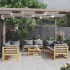 Wooden Patio Sofa Set With Cushions 9 Pcs Modular Outdoor Lounge Furniture