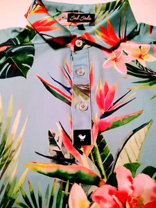 BAD BIRDIE Men's POLO Style Polyester/Spandex (S) Multicolor FLORAL Shirt - Picture 1 of 6