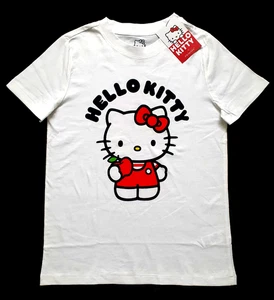Hello Kitty Damen 2XSto2XL T-Shirt weiß Baumwolle Kurzarm neu mit Etikett Primark lizenziert - Bild 1 von 1