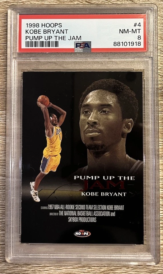 1998-99 NBA Hoops Kobe Bryant Pump Up the Jam #4 PSA8 LA Lakers - Image 1 of 1