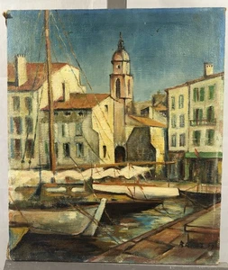 Huile sur toile signée : port en Vendée Île D’oleron ? Île de Ré ? La Rochelle ? - Picture 1 of 15