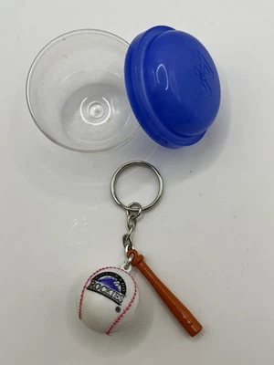 COLORADO ROCKIES KEYCHAIN BALL & BAT 1" ROUND BALL LICENSED NEW MLB CHARM - Image 1 of 3