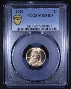 1910 Lincoln Wheat Cent - 1c PCGS MS65 RD - Red - PCGS Gold Shield - Picture 1 of 4