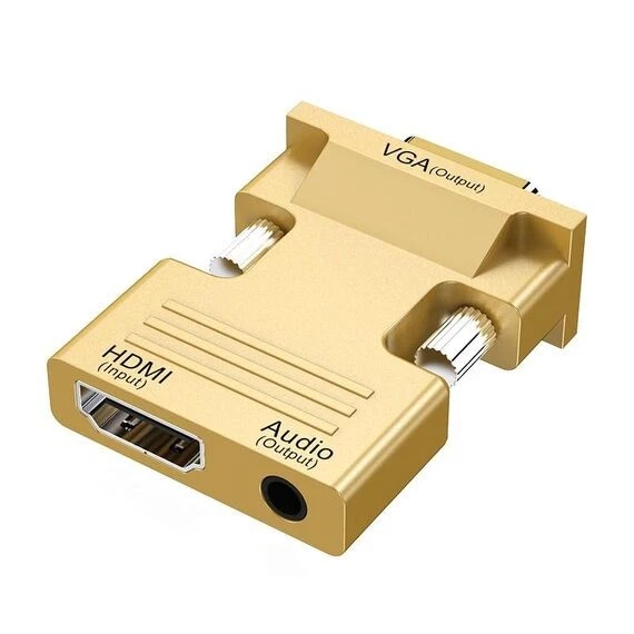 Maschio da femmina HDMI a VGA Adattatore Audio Convertitore Gold - Immagine 1 di 1