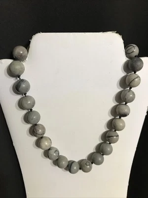 "Collar de jaspe anudado de 18"" de acero inoxidable 316L cierre firmado 141 gramos" Foto 1 de 4