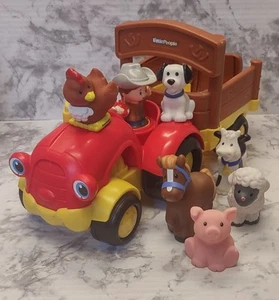Fisher Price Little People Tow N Pull Farm Tractor W/ 6 Animals & Framer - Picture 1 of 10