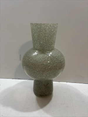 West Elm 12” Handblown Jade Glass Vase In The Style Of Norwegian Spume Vase Mint - Image 1 of 4