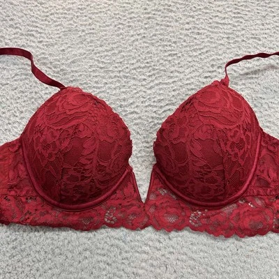 Sujetador H&M 34D Sumergible Rojo LAce Sexy Floral Acolchado Foto 1 de 4