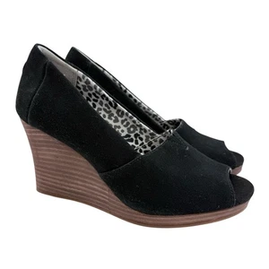 Toms Michelle schwarze zehenfreie Wildleder-Keilsandalen Damengröße 8 - Bild 1 von 17