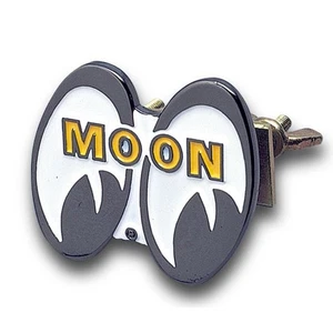 Moon Log Grille Emblem Mooneyes Car Badge Chrome finished Displayed Like a Plate - Bild 1 von 3