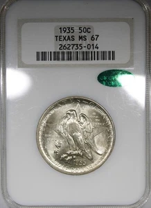 1935 Texas Commemorative Half Dollar NGC MS67 CAC Old Thick Fatty Holder - Picture 1 of 4