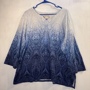 Alfred Dinner 2x Women’s Tunic Blue 3/4 Sleeve Shirt - Picture 1 of 15