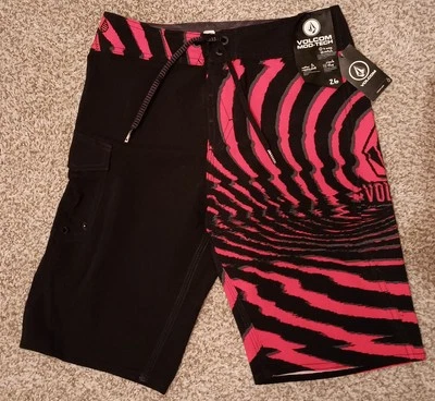 Nwt Volcom Mod Tech Mens Board Shorts Swim 26 Red Black - Image 1 of 2