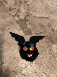 Vintage Small Plush Bat Toy Halloween Felt Eyes Wings - Picture 1 of 2