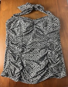 Lands End Tankini Oberteil Damen 10 schwarz weiß Print Regal BH Bademode - Bild 1 von 7
