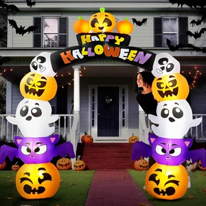 8 FT Cute Halloween Inflatables Pumpkin Archway Outdoor Decoration, Archway Hall - Picture 1 of 9