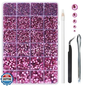 Rosa Hotfix Strasssteine mehrere Größen Set, 14400 Teile Heat Fix Strass für Be - Bild 1 von 4