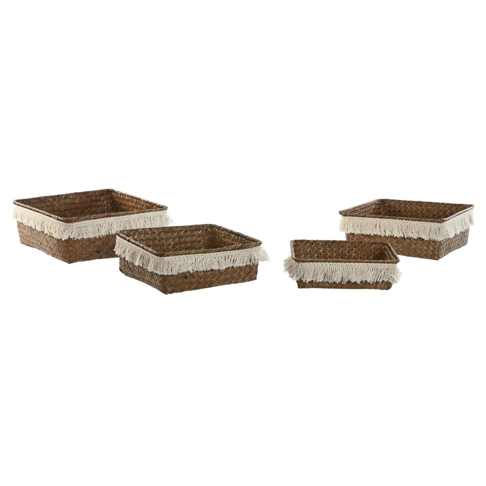Korb-Set Home ESPRIT Naturfaser Boho Abgenutzt 26 x 26 x 10 cm - Bild 1 von 4