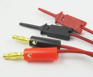 1 set spina banana oro maschio a piccola clip gancio di prova cavo sonde di prova IC PCB 1M - Foto 1 di 3