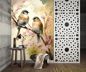 Papel pintado 3D flores y pájaros Q4889 mural fotomural autoadhesivo Kay - Imagen 1 de 11